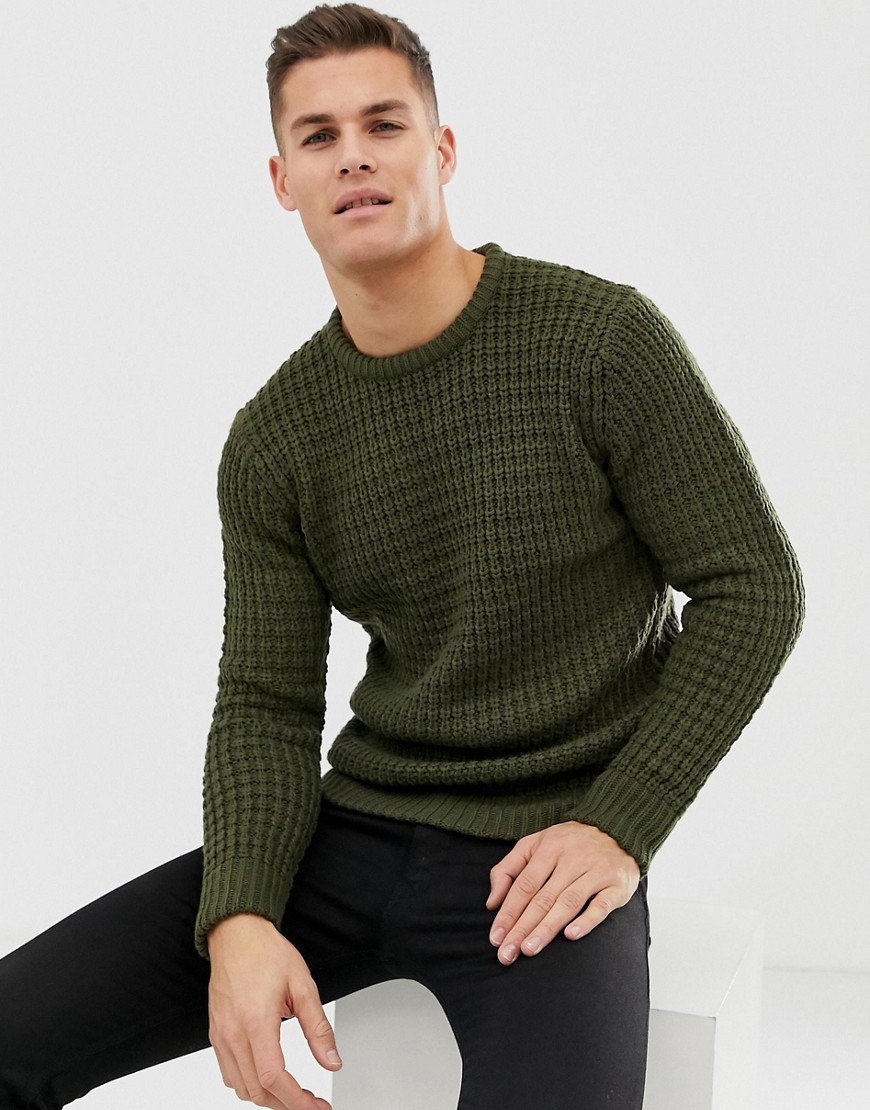 Brave Soul Premium Heavy Weight Chunky Waffle Knit Jumper