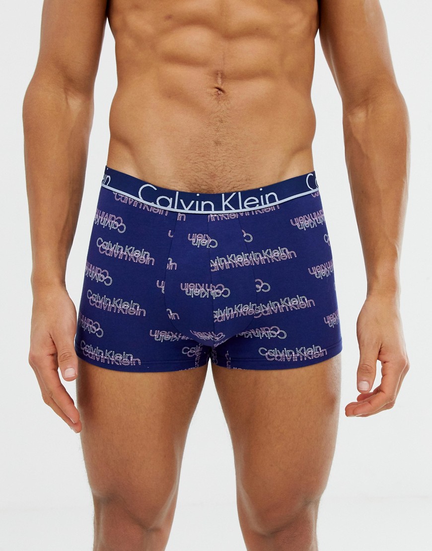Calvin Klein ID logo print trunks in navy