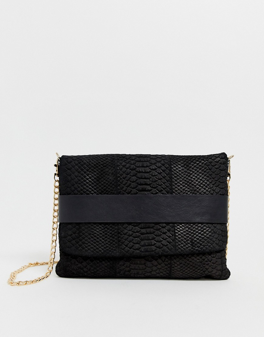 Urbancode real leather fold over clutch bag