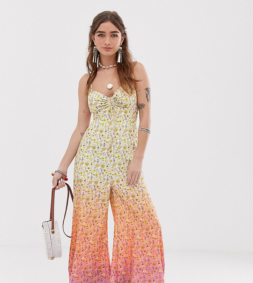 Sisters Of The Tribe wide leg jumpsuit in ombre floral print