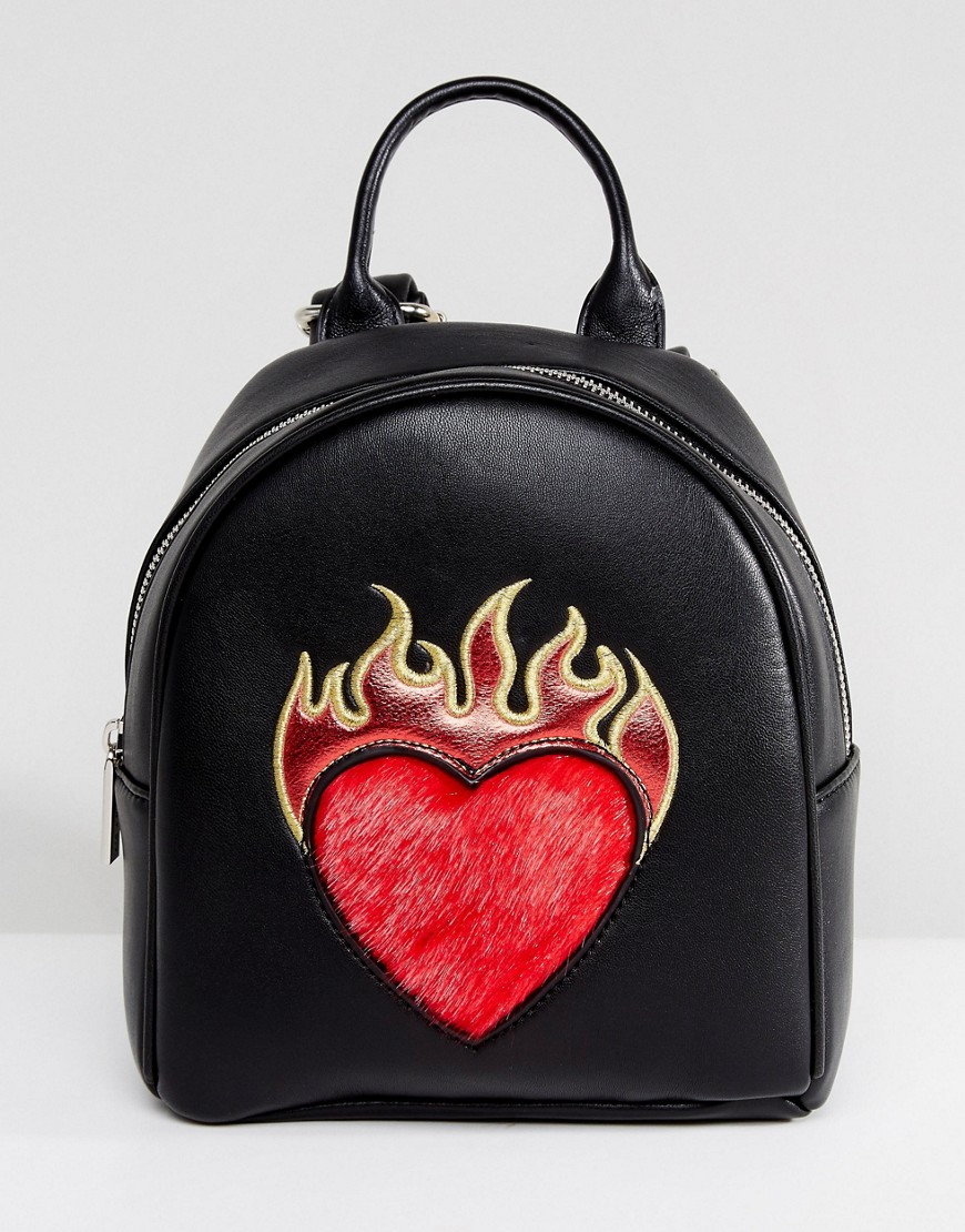 Skinnydip Flame Heart Mini Backpack - Black