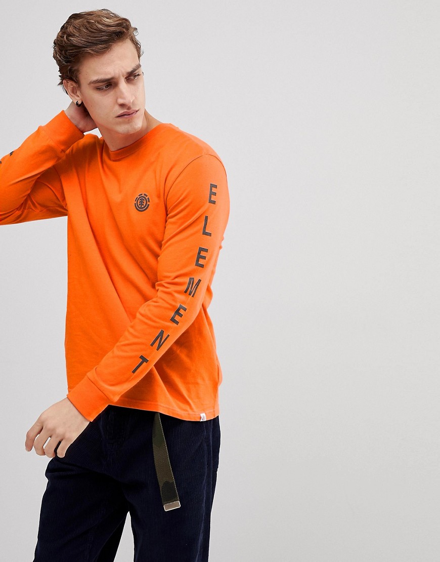 Element Long Sleeve T-Shirt With Sleeve Print In Orange - Orange
