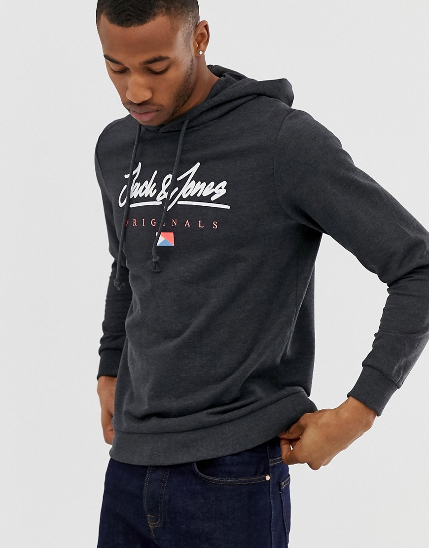 Jack & Jones originals pull over logo hoodie