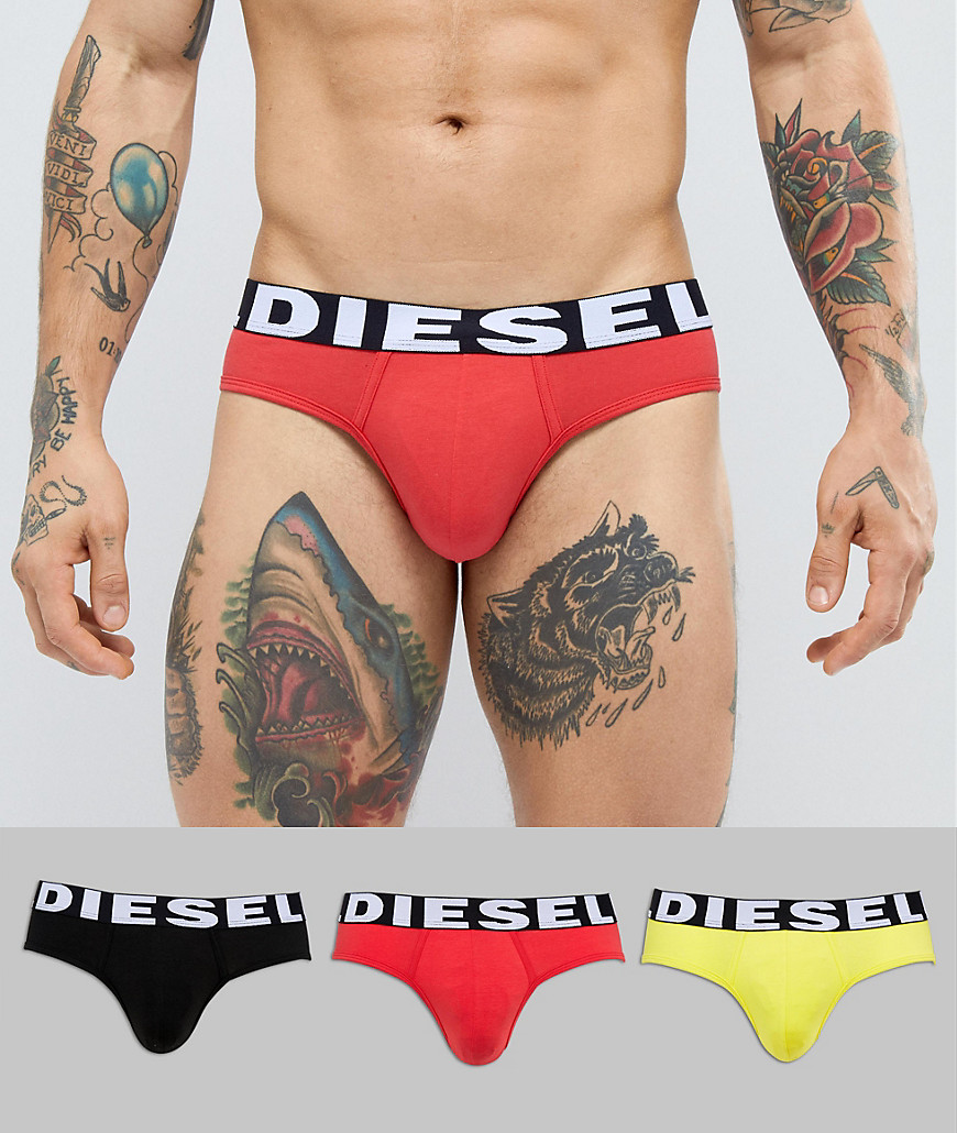 Diesel 3 Pack Briefs - Yellow red blacl
