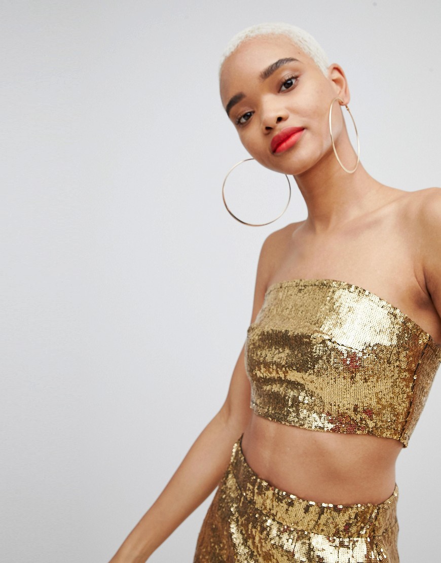 Lasula allover sequin top in gold - Gold