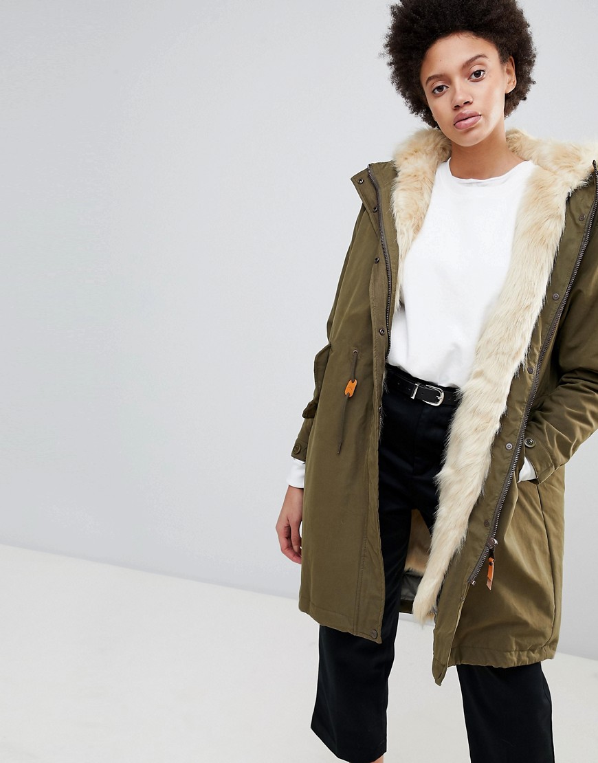 Parka London Connie Military Parka Coat with Faux Fur Lining