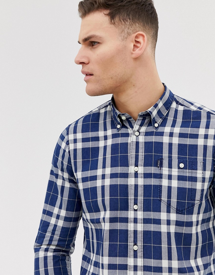 Barbour Indigo slim fit check shirt in navy