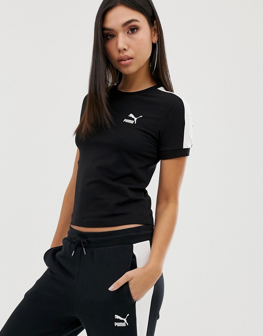 Puma classics logo fitted black t-shirt