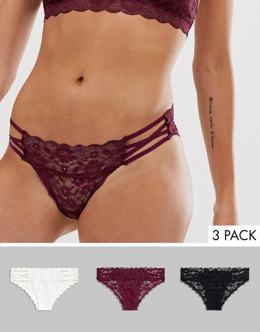 Gilly Hicks 3 pack strappy core lace knickers