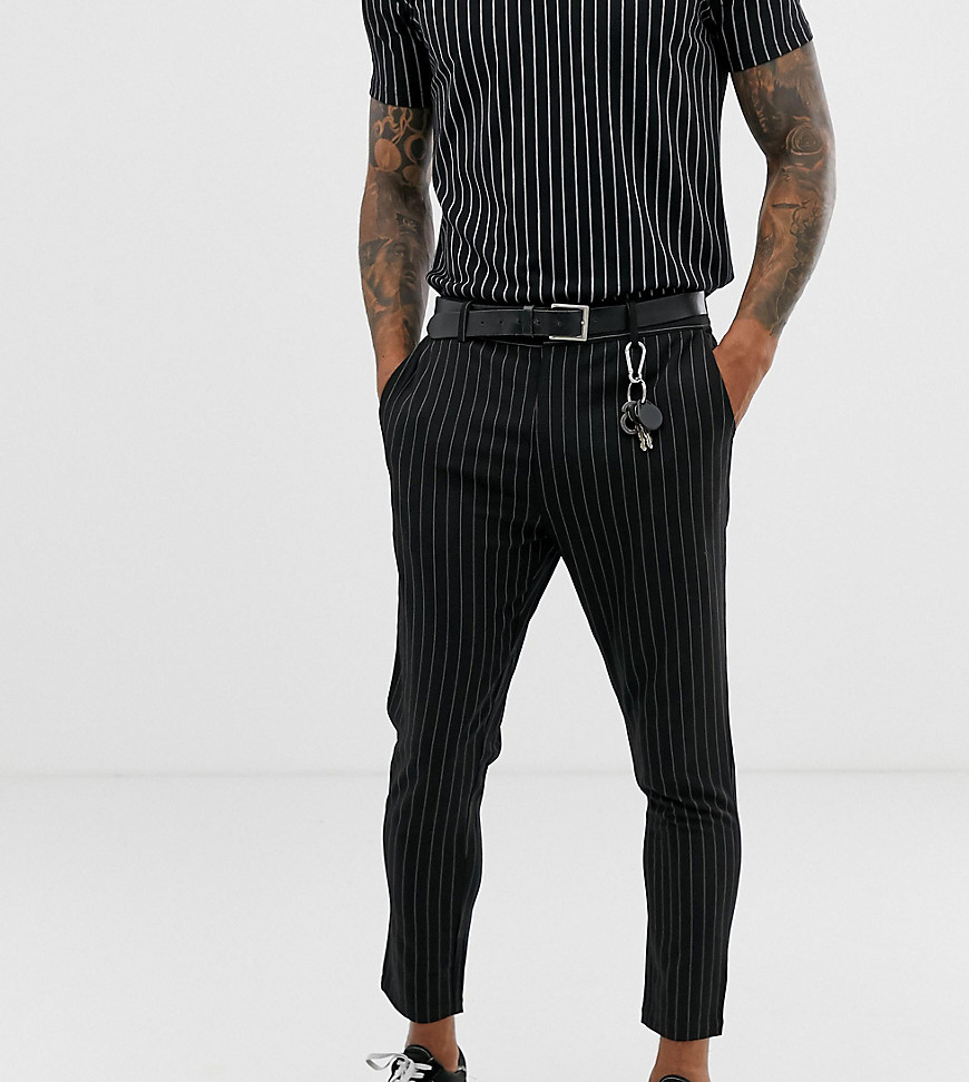 Mauvais cropped trousers in black pinstripe