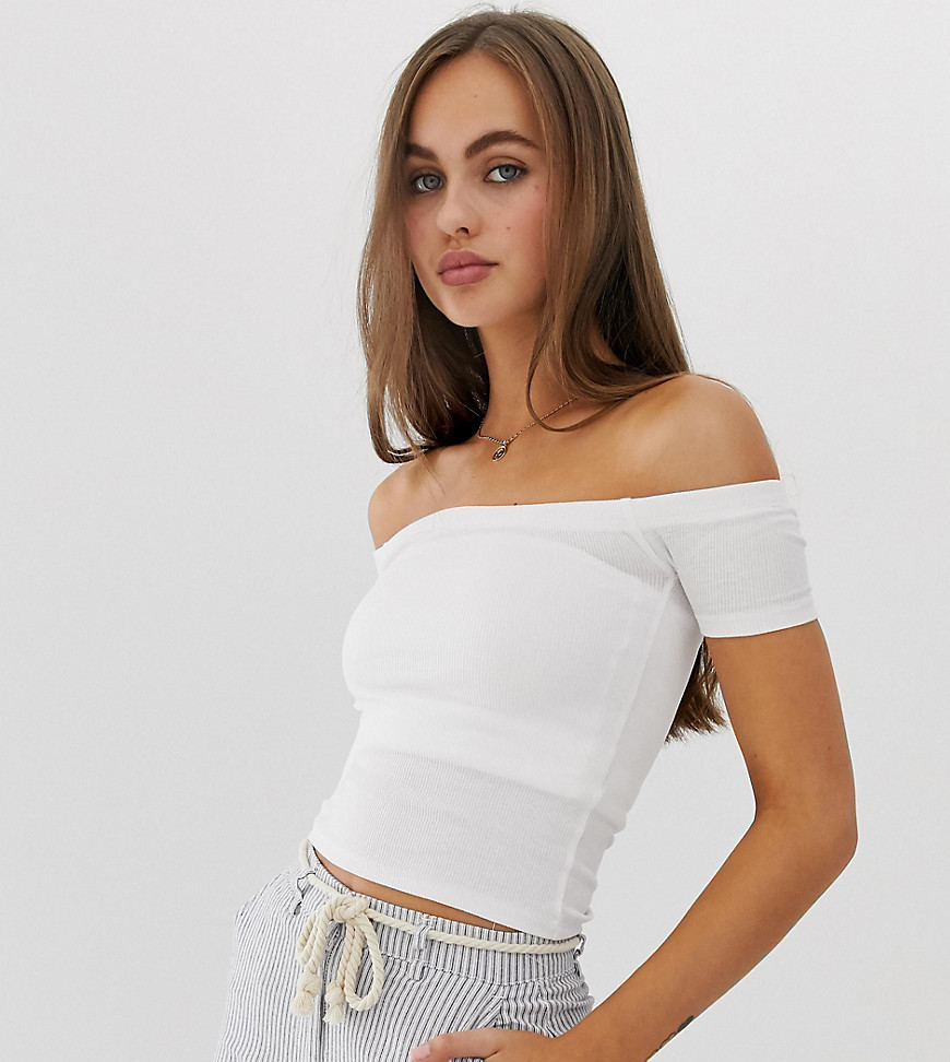 Pull&Bear off the shoulder top in white