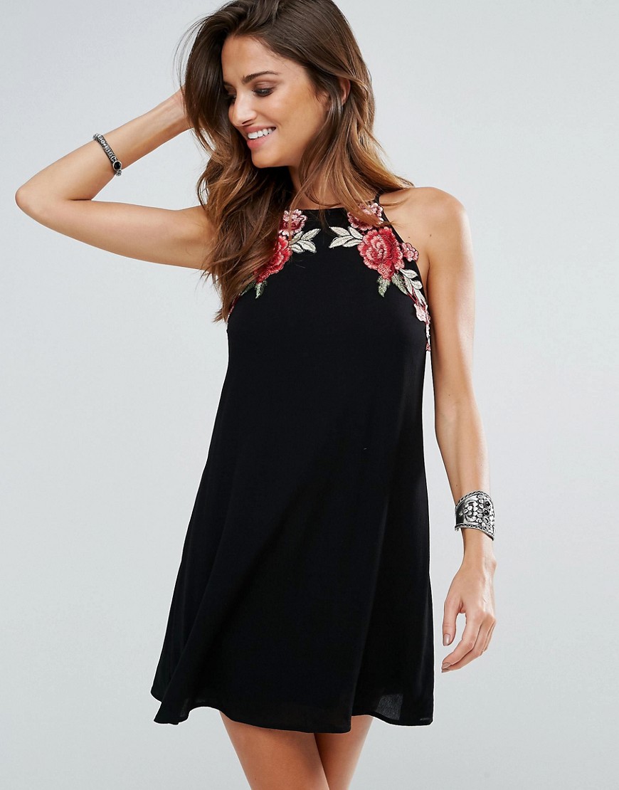 Пляжное платье с цветочной аппликацией Surf Gypsy - Черный 