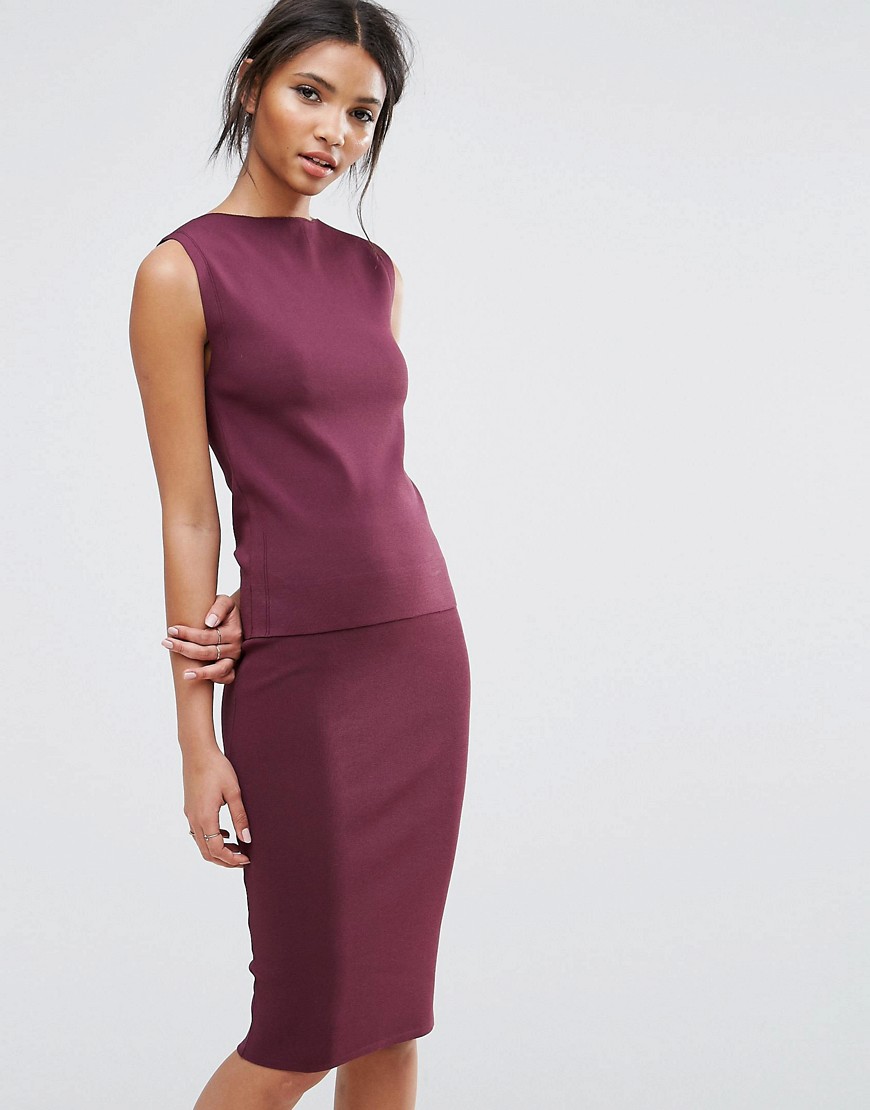 Selected Sleeveless Knit Top Co-Ord - Mauve wine