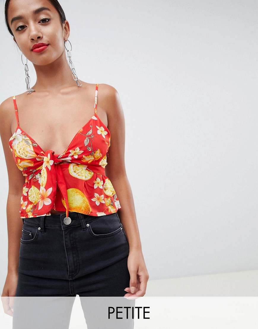Missguided Petite Floral Tie Front Cami Top