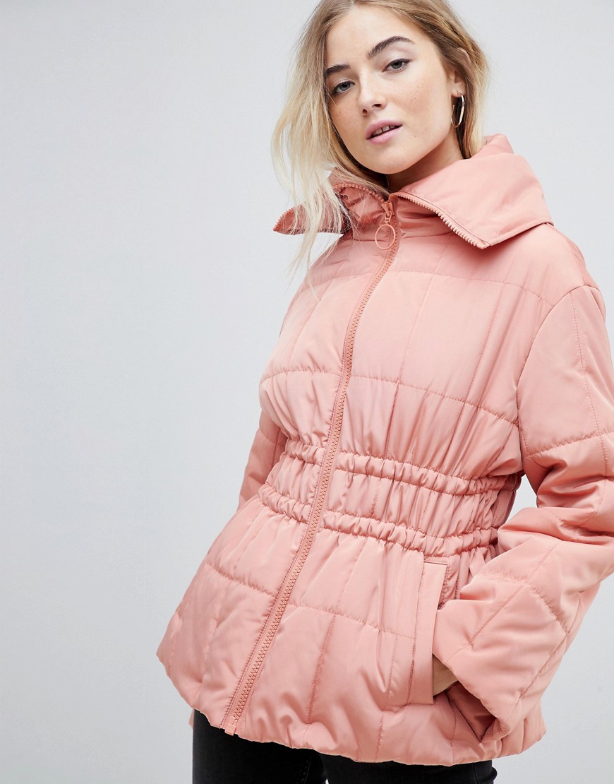 ASOS DESIGN waisted quilted puffer jacket