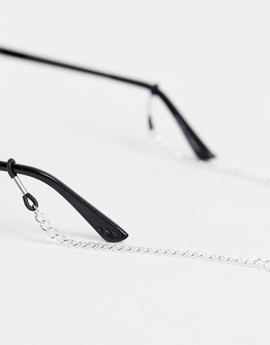 Asos Design Chunky Sunglasses Chain In Silver Tone