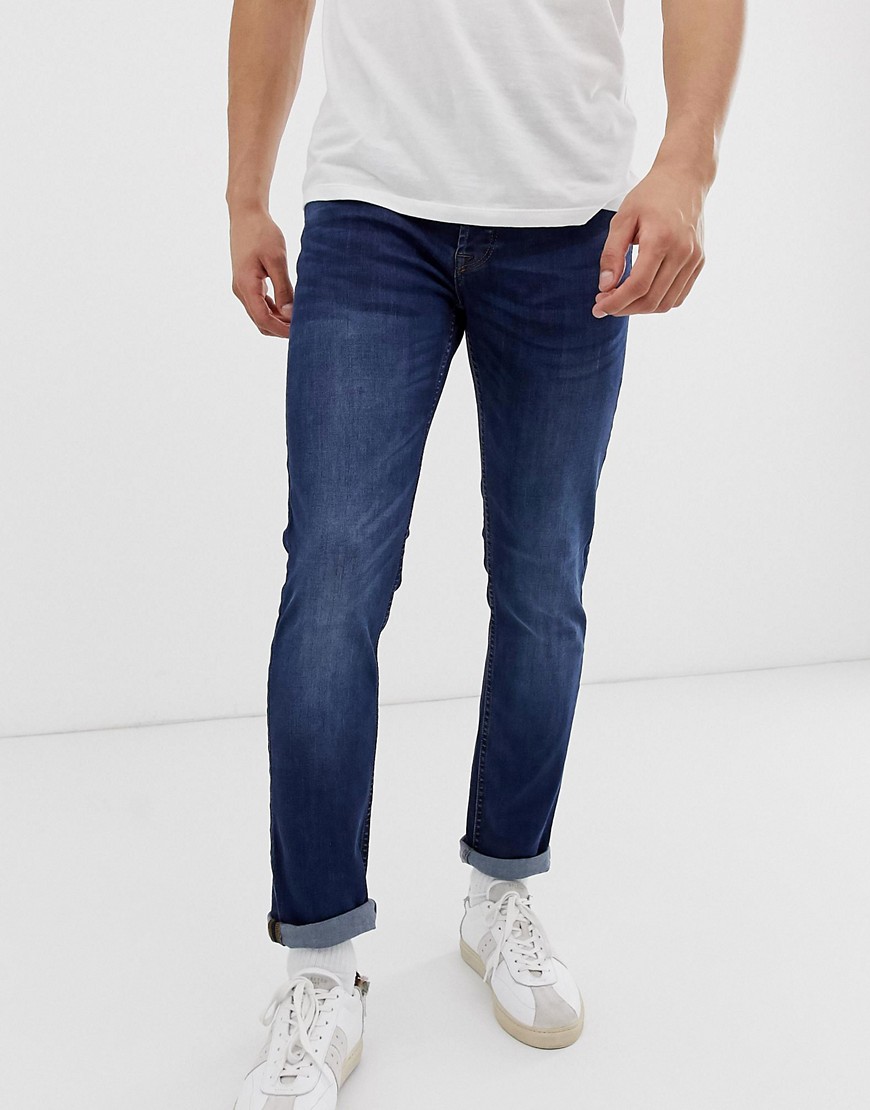 Only & Sons skinny jeans in mid blue