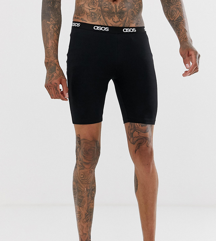 ASOS DESIGN lounge pyjama megging shorts in black with branded waistband