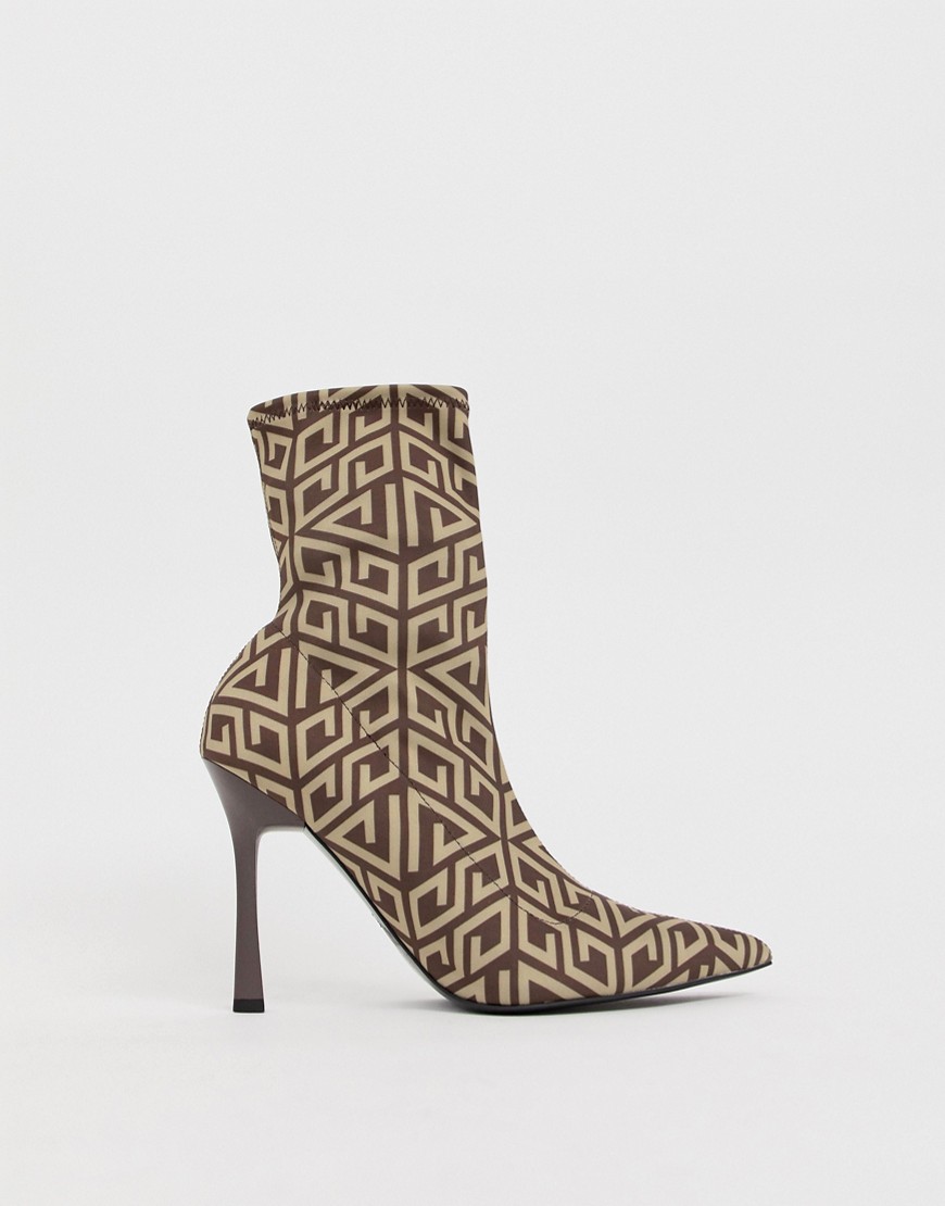 Asos Design Esme Pointed Heeled Boots-brown
