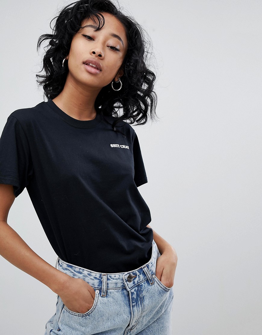 Adolescent Clothing Shit Chat T Shirt - Black/white
