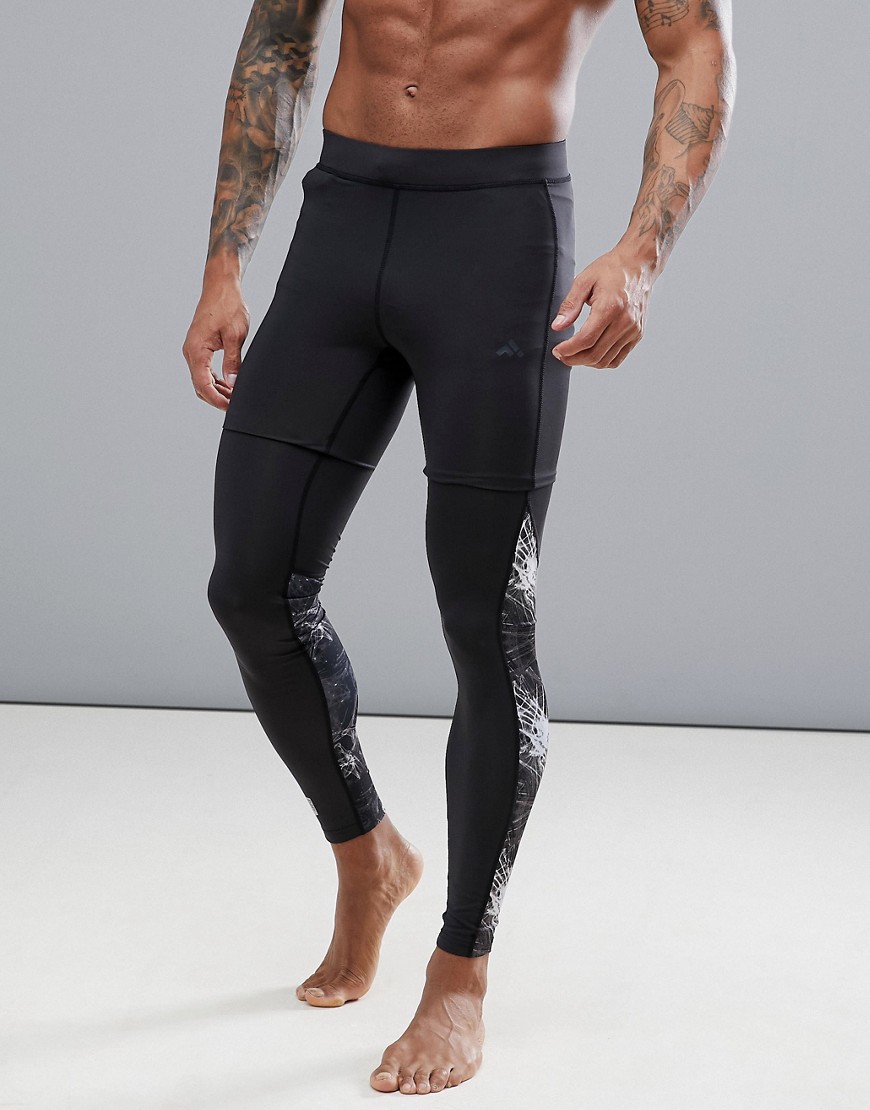 FIRST Training Tights In Black With Grey Print