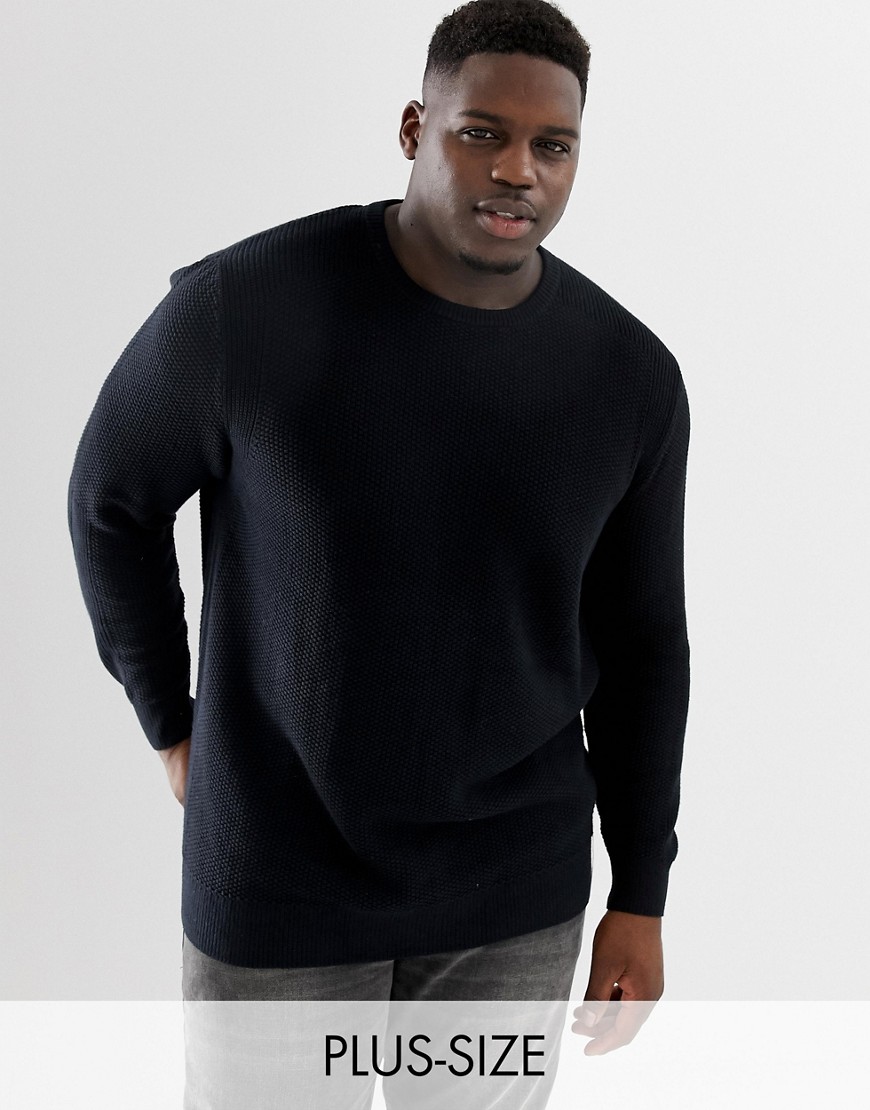 Tom Tailor Plus 100% cotton knitted texture jumper in black