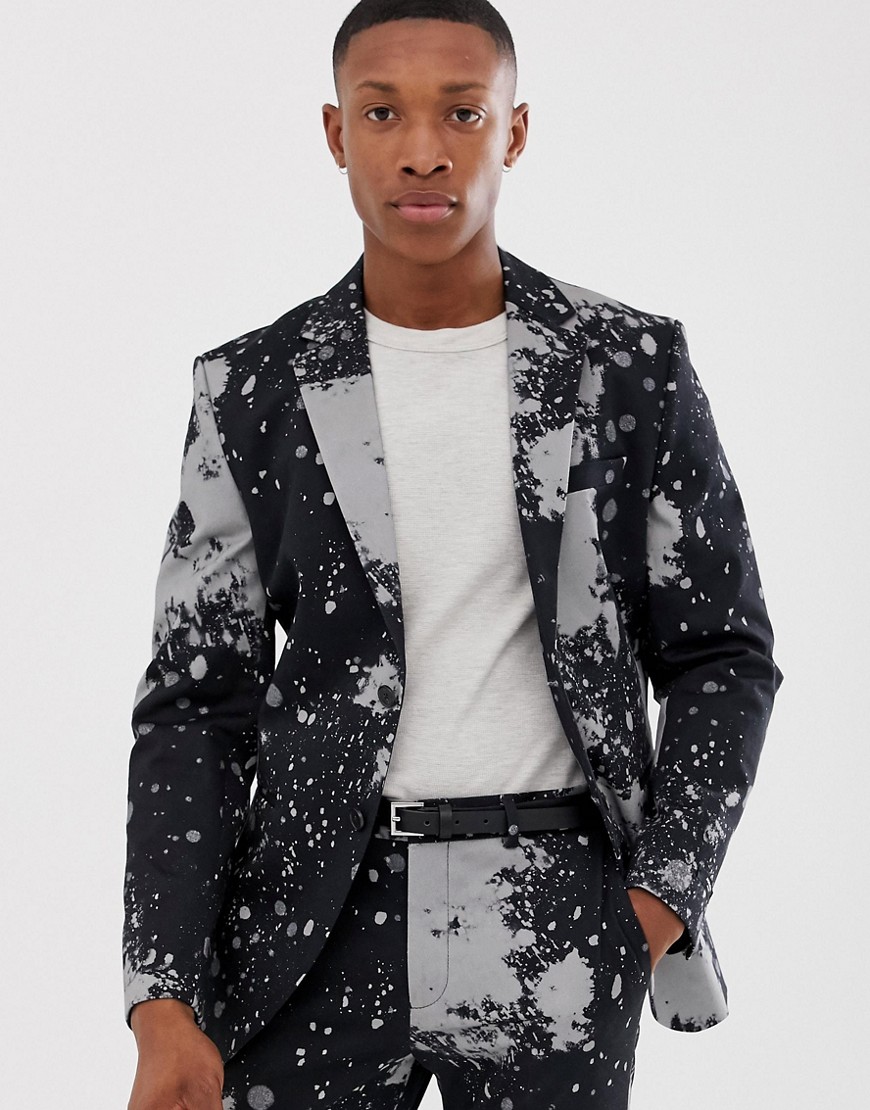 Jack & Jones Premium slim suit jacket in bleach print