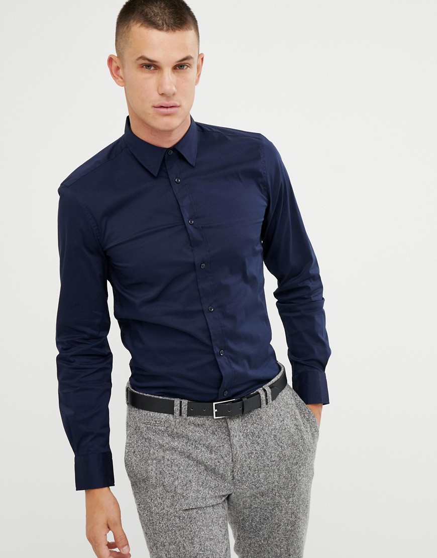 United Colors Of Benetton slim fit shirt with stretch in navy