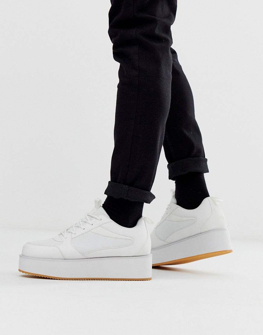Asos Design Sneakers In White With Platform Sole - White