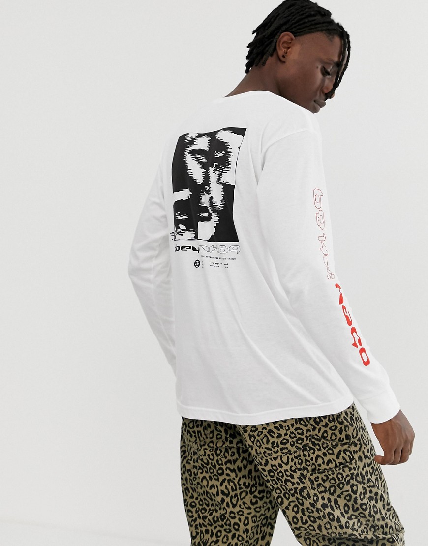Obey Control Print Long Sleeve T-Shirt In White