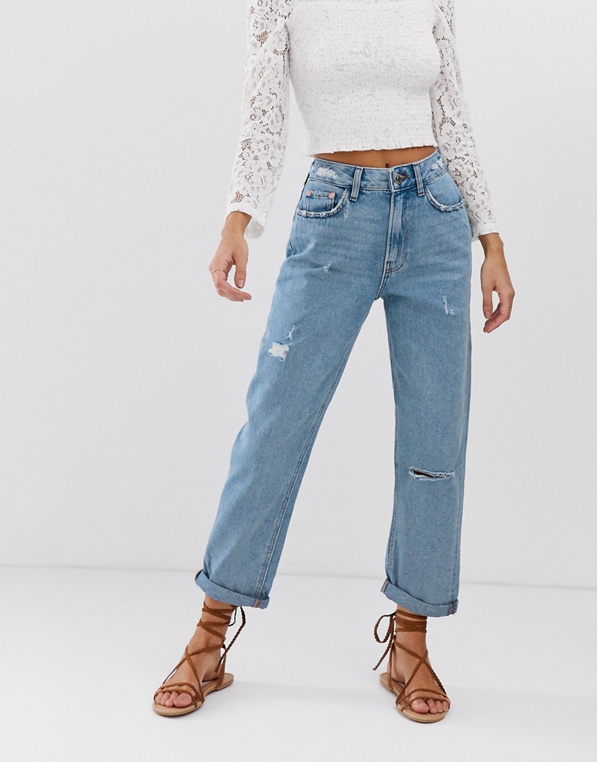 River Island mom jeans in mid wash