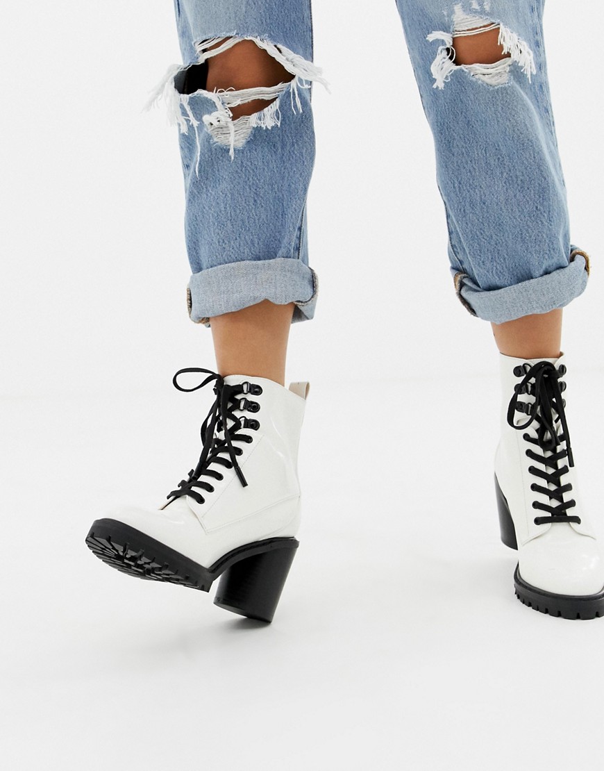 Faith Barc heeled hiker boots in white