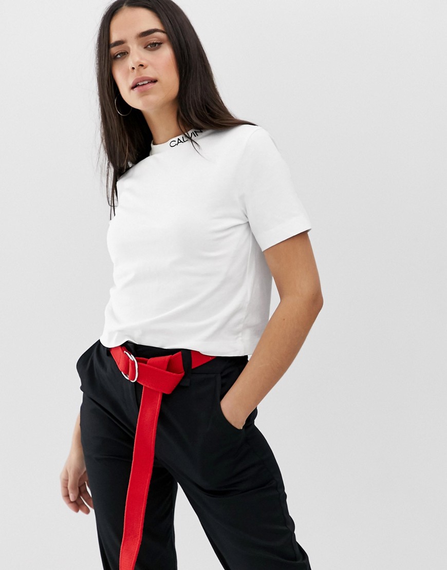 Calvin Klein Jeans neck logo cropped t shirt