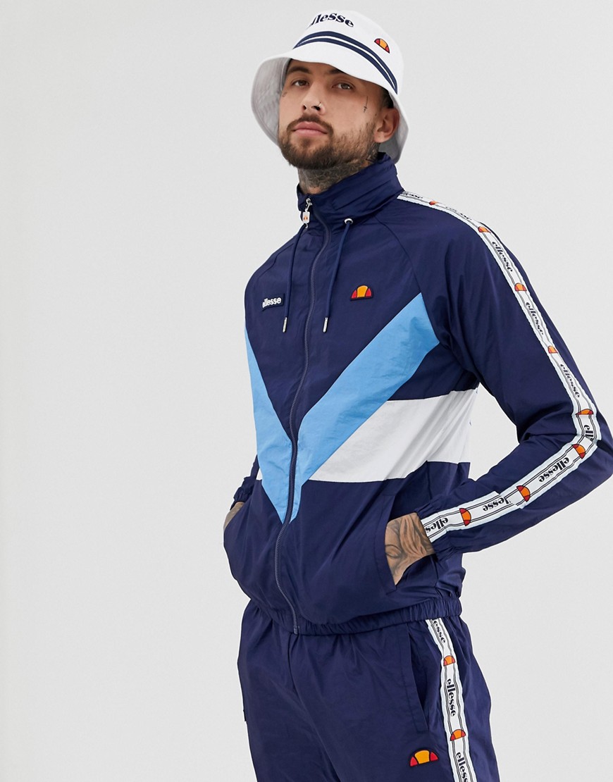 ellesse Gerano co-ord track jacket with taping in navy