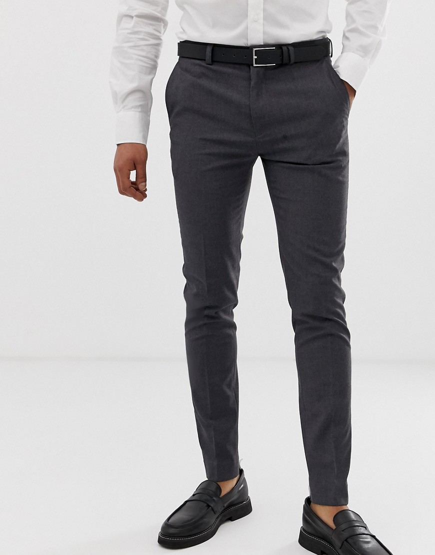 Burton Menswear super skinny fit stretch smart trousers in grey