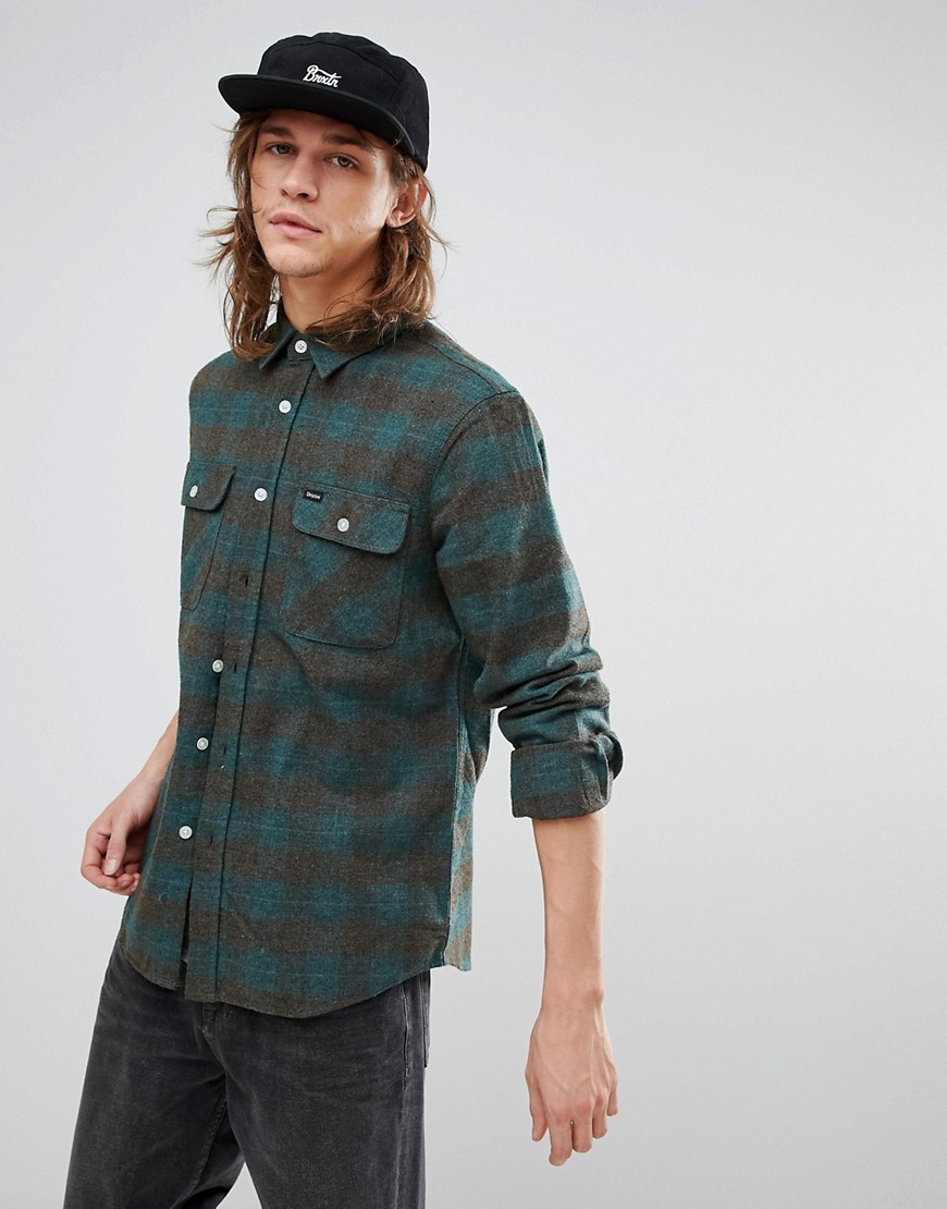 Brixton Bowery Flannel Checked Shirt In Standard Fit - Blue
