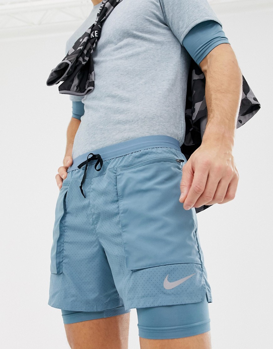 Nike Running Flex Stride Tech Perforated Shorts In Blue 928460-468