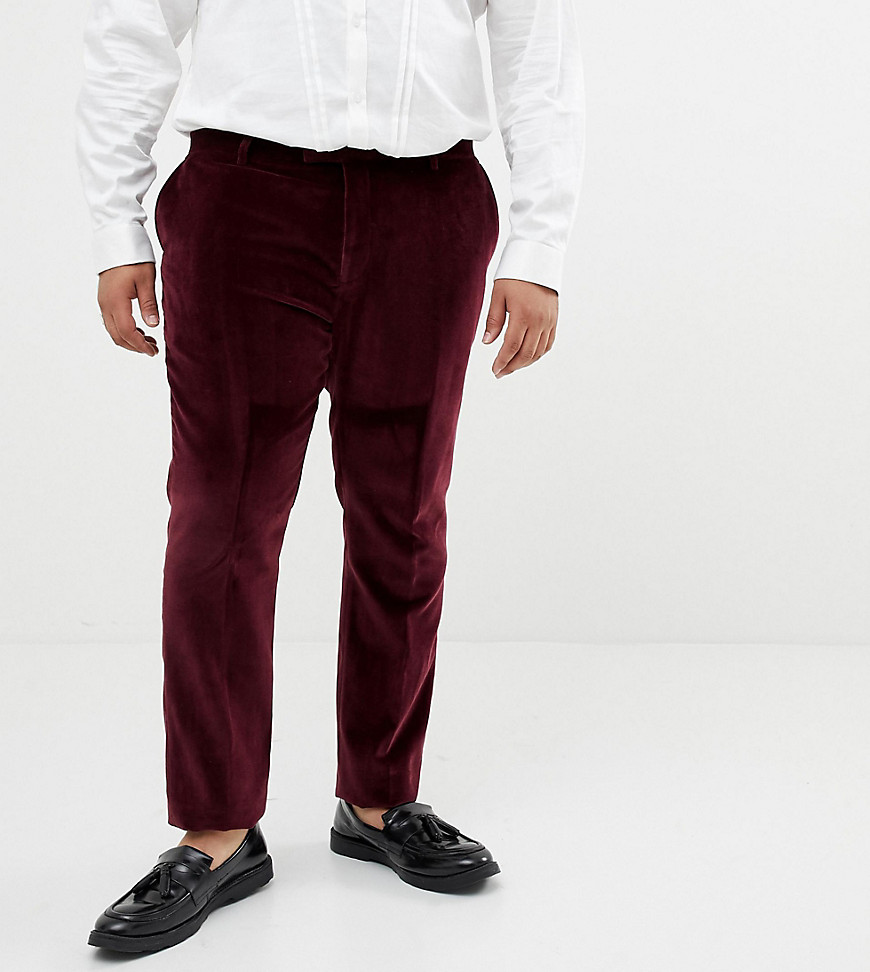 Twisted Tailor super skinny velvet suit trouser in burgundy