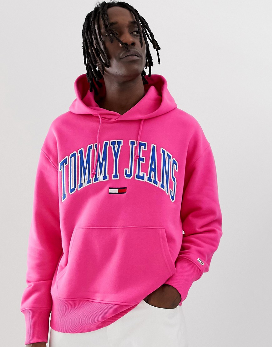 Tommy Jeans relaxed fit collegiate capsule hoodie in pink