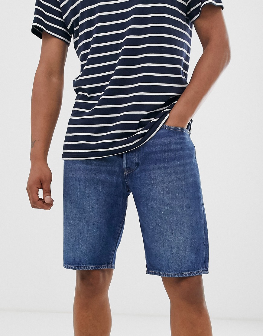 Levi's 501 straight fit standard rise hemmed denim shorts in nashville mid wash