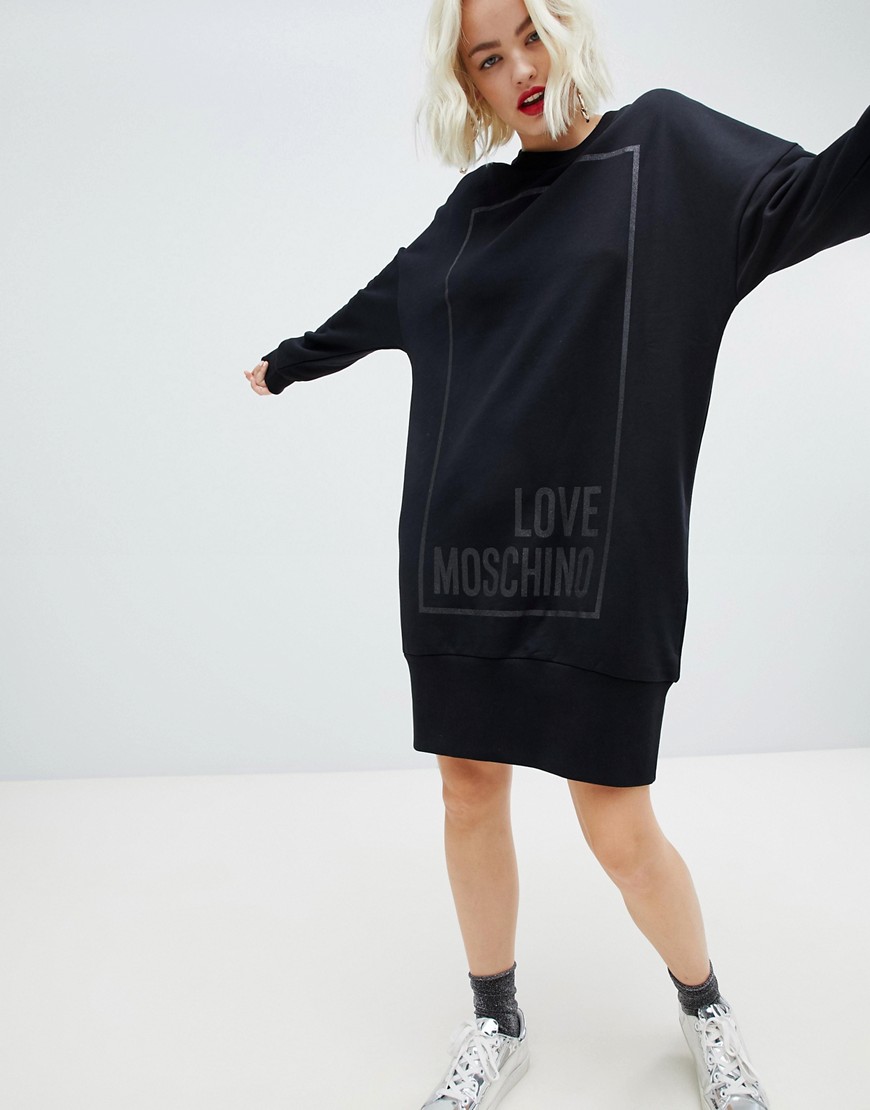 Love Moschino Square Logo Sweater Dress - Black