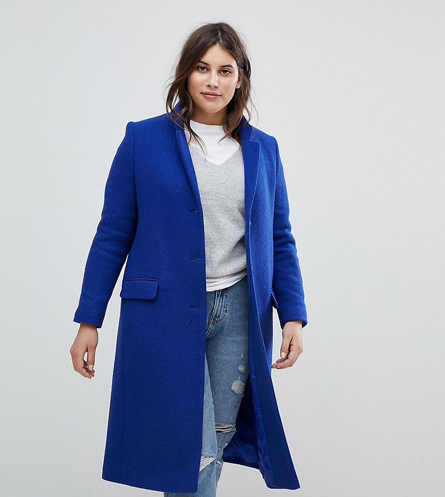 Helene Berman Plus College Wool Blend Coat - Dark royal