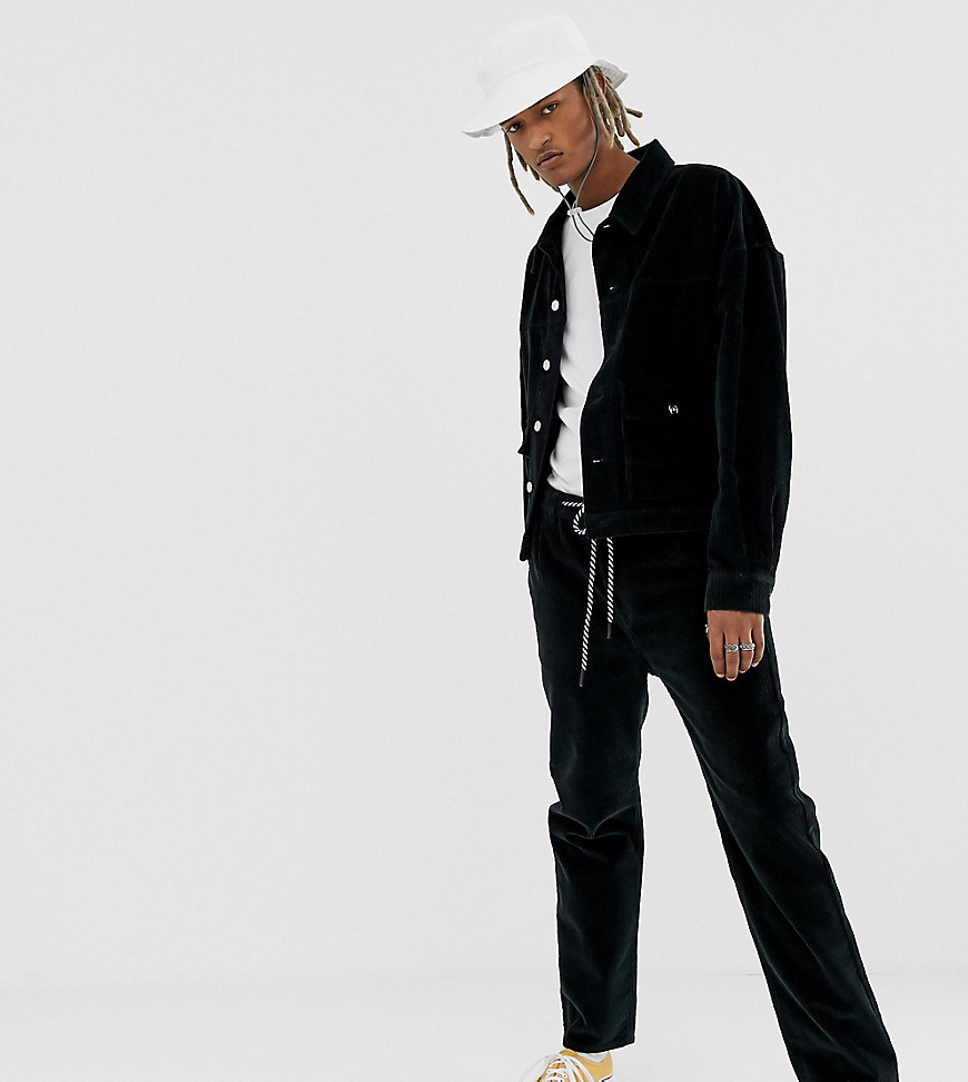 Crooked Tongues straight fit cord trousers in washed black