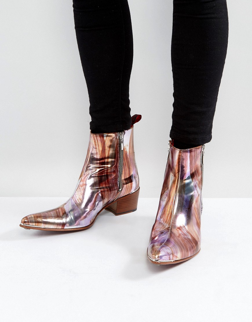 Розовые ботинки с молниями и эффектом металлик Jeffery West Sylvian 