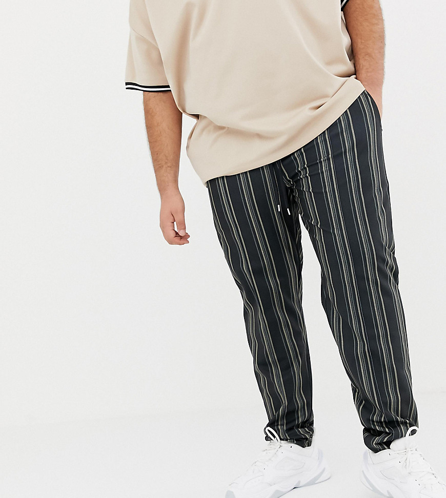 ASOS DESIGN Plus skinny joggers in retro track fabric with all over stripes