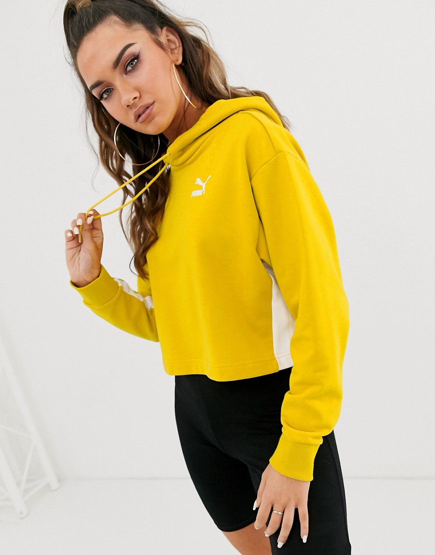 Puma Classics mustard cropped hoodie