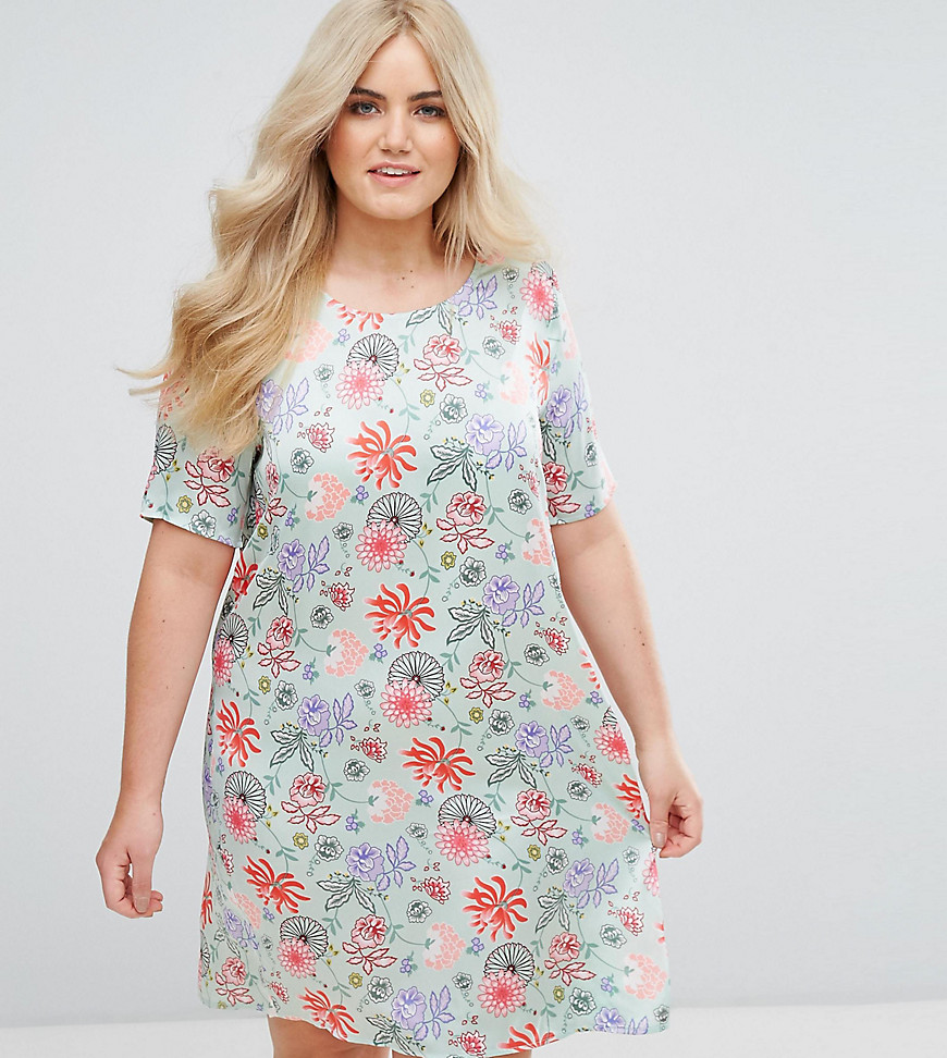 Alice & You Shift Dress in Bright Floral - Green and pink