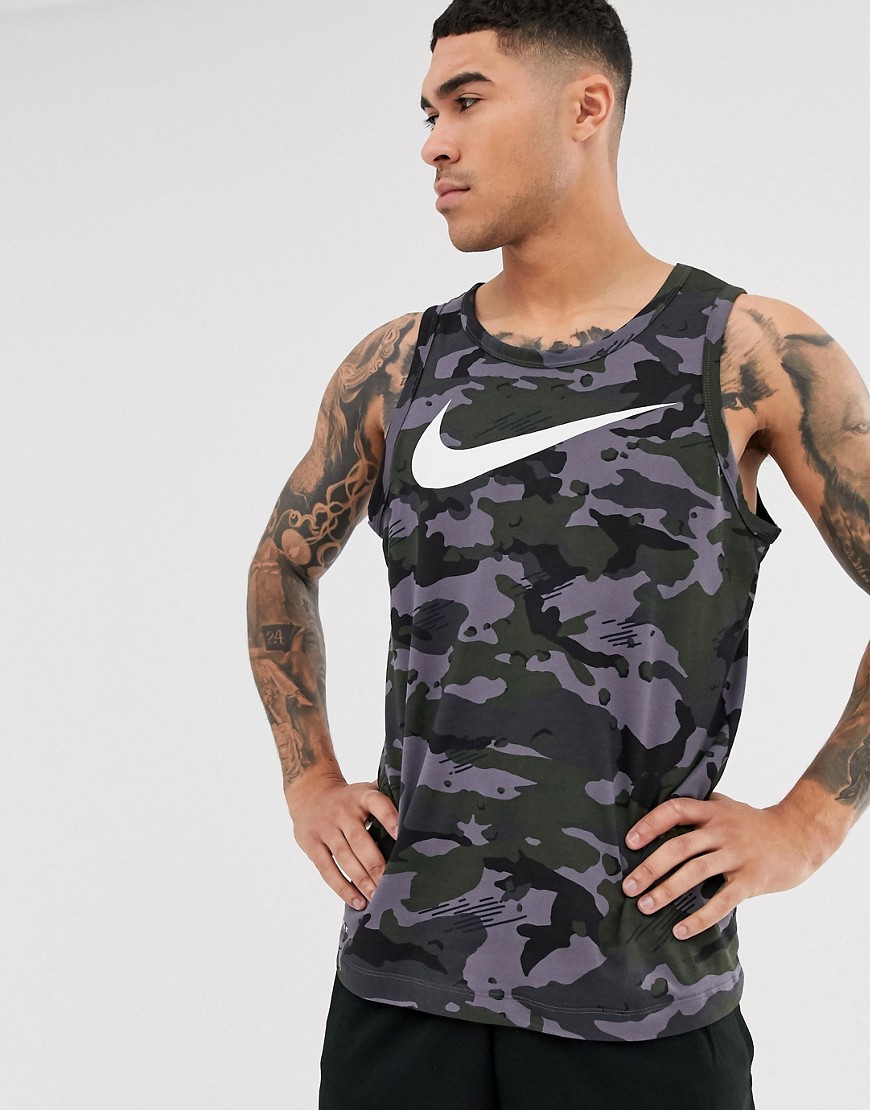 Nike Training Dry camo vest in grey