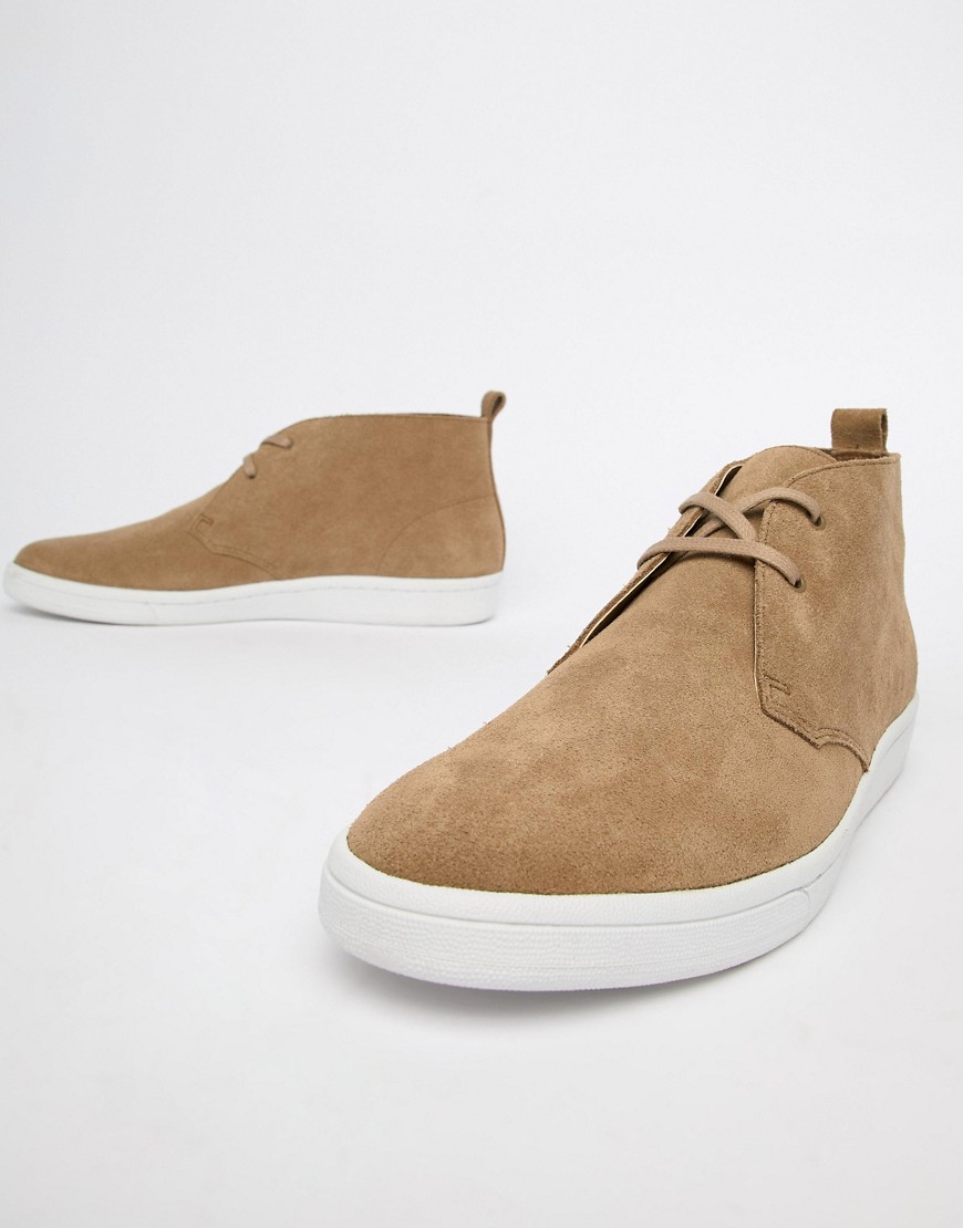Fred Perry George Cox suede mid chucker boots in sand