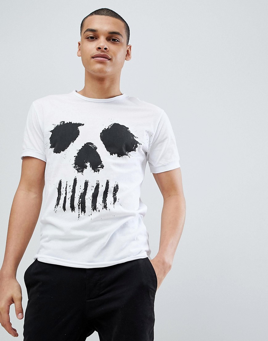 Solid T-Shirt With Skull Face - 0001